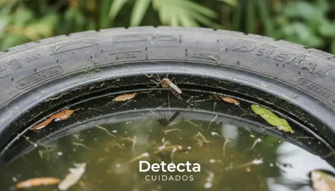 Mosquito sobre água parada, principal ponto de reprodução e foco do controle de mosquitos